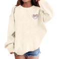 thumbnail image 6 of KAUOD Girls Cotton Crew Neck Sweatshirts Cute Heart Print Ribbed Cuffs Pullover Sweater Teen Kids Long Sleeve Shirt Tops, 6 of 6