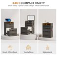 thumbnail image 3 of VKCC Compact Vanity Desk Set with Charging Ports, Folding Dressing Table with Drawers for Small Bedroom, White, 3 of 11
