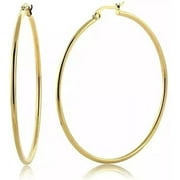 Bonjour Jewelers 18k Yellow Gold Plated Hoop Earrings (50mm Dia)