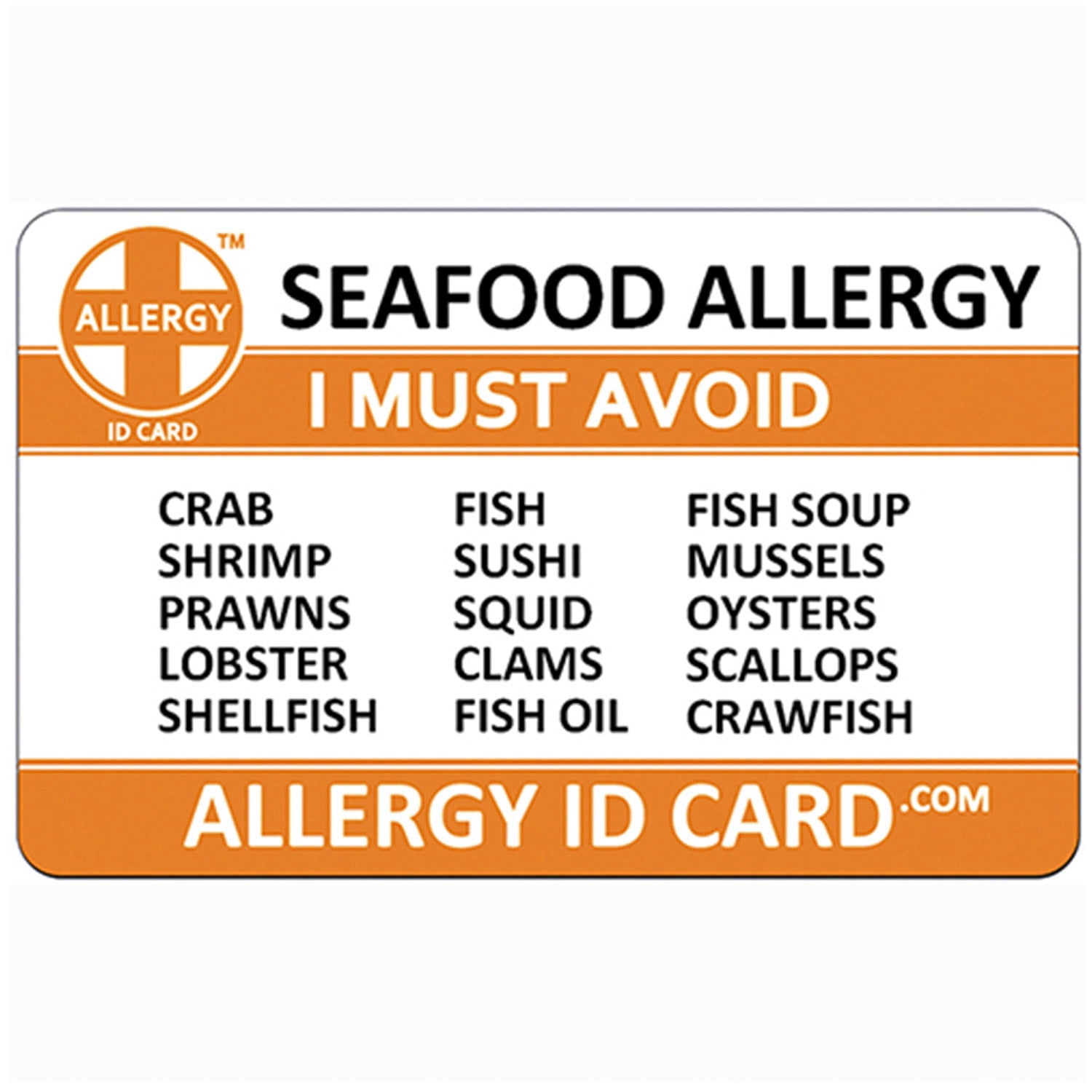 Allergy ID Card Seafood Allergy