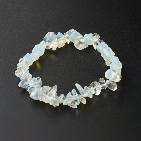 K-KED Natural White Opal Quartz Crystal Gravel Energy Healing Hand Strings Bracelet-default