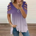 thumbnail image 2 of Elegante blusa estampada con cuello en V para mujer, camiseta suelta de manga corta con cremallera OAVQHLG3B Store  lin121212, 2 of 3