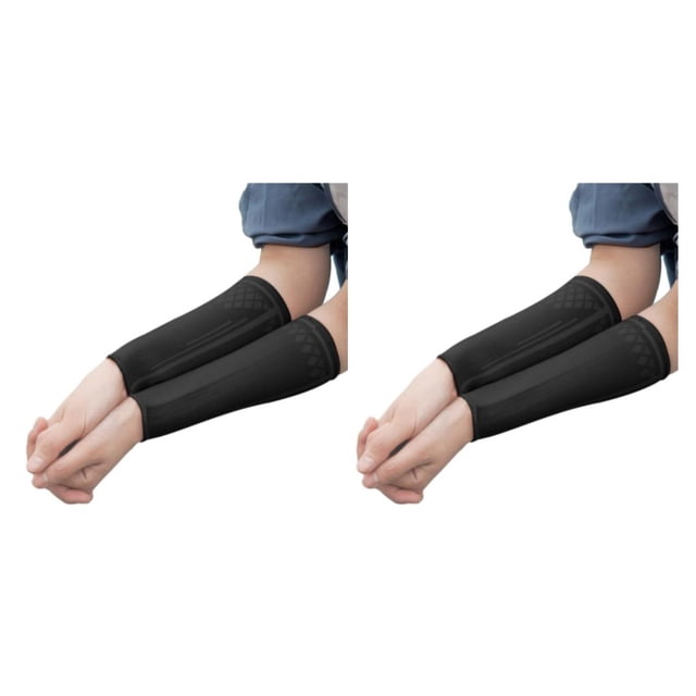 Yuarrent 2 piezas de coderas deportivas voleibol bádminton manga de brazo de compresión mujeres hombres antebrazo antideslizante Brace negro S Negro S 2piezas