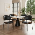 thumbnail image 6 of Modern Dining Chairs Set of 2, Mid-Century Upholstered Kitchen Chairs, Faux Leather Padded Seat with Curved Wood Back and Metal Legs, Armless Side Chairs for Dining Room, 6 of 8