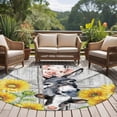 thumbnail image 4 of Round Rugs 8 Ft, Farmhouse Non Slip Area Rugs for Kitchen Bedroom Entryway, Watercolor Sunflowers Animals Printed Wood Grain Washable Carpet Runner Rug Floor Mats for Bedroom Home Decor, 4 of 8