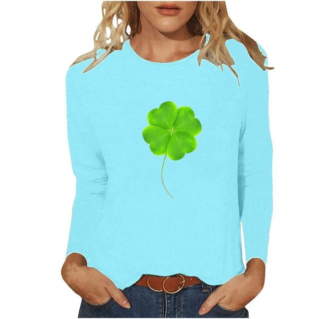FAIWAD Hauts de la Saint-Patrick pour Femmes à Manches Longues, Col Rond, Imprimés, Décontractés, Tuniques Grande Taille