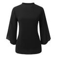 thumbnail image 2 of Blusa de gasa elegante y casual con volantes, mangas 3/4 y cuello en V para mujer - Doble capa y bajo fluido - Para la oficina o fiestas - Tallas S-XXL, 2 of 6