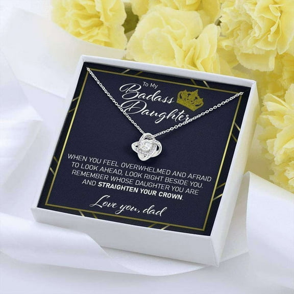 To My Badass Daughter Necklace Gift from Dad – Meaningful Jewelry with Inspirational Message Card – Birthday, Graduation, or Christmas Gift Idea Standard Box