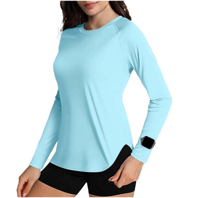 Plebaso Chandails de Soleil Upf 50+ pour Femmes à Manches Longues, Protection Solaire, Hauts Athlétiques pour la Course, la Randonnée, la Pêche
