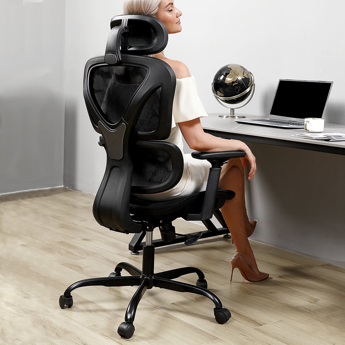 Ergonomic Office Chair, High Back Adjustable Computer Desk Chair with Lumbar Support, 300lb, Black-C, Size: 27.9 Large x 25.2 W x 46.1-52.2 H