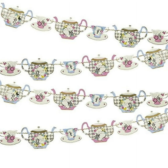 Talking Tables Truly Alice Hanging Teapot Bunting (13 Ft.) for a Tea Party, Multicolor