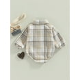 thumbnail image 4 of Aunavey Baby Boy Girl Flannel Plaid Shirt Romper Lapel Button Down Bodysuit Tops Fall Winter Clothes, 4 of 8