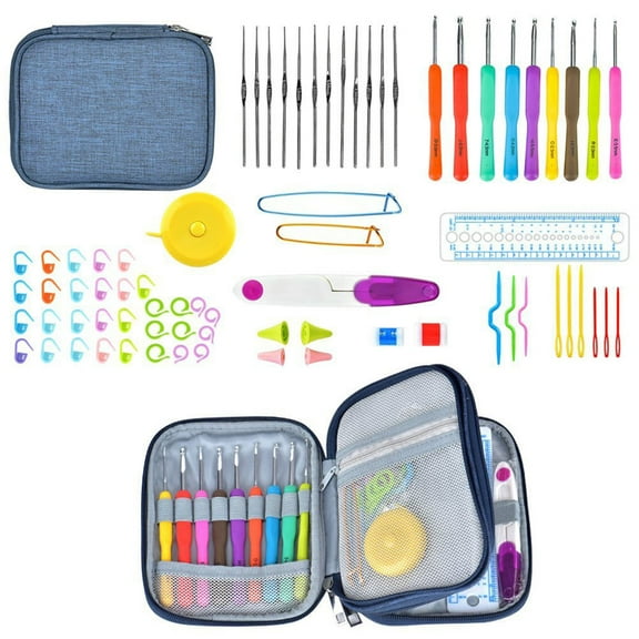 WHAMVOX Pink Plastic Knitting Needles Set for Crafting with Ergonomic Handles and Storage Bag 72pcs