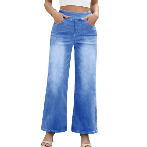 Levmjia Womens Jeans Solid Color Pants High Waisted Wide Leg Soft Stretch Comfortable Pants For Yoga Casual Wear And Home Relaxation
