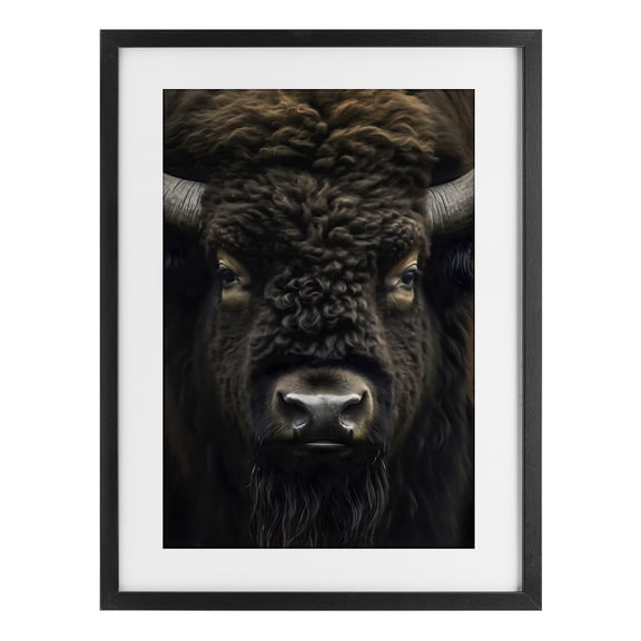 Stupell Industries Rustic Lodge Bison Portrait Close Up Black Framed Print Under Glass, 14 x 20, by Creative Studio
