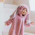 thumbnail image 4 of Kids Animal Costumes Fuzzy Baby Easter Bunny Romper Long Ear Rabbit Hoodie Romper Jumpsuit with Zipper, 4 of 9