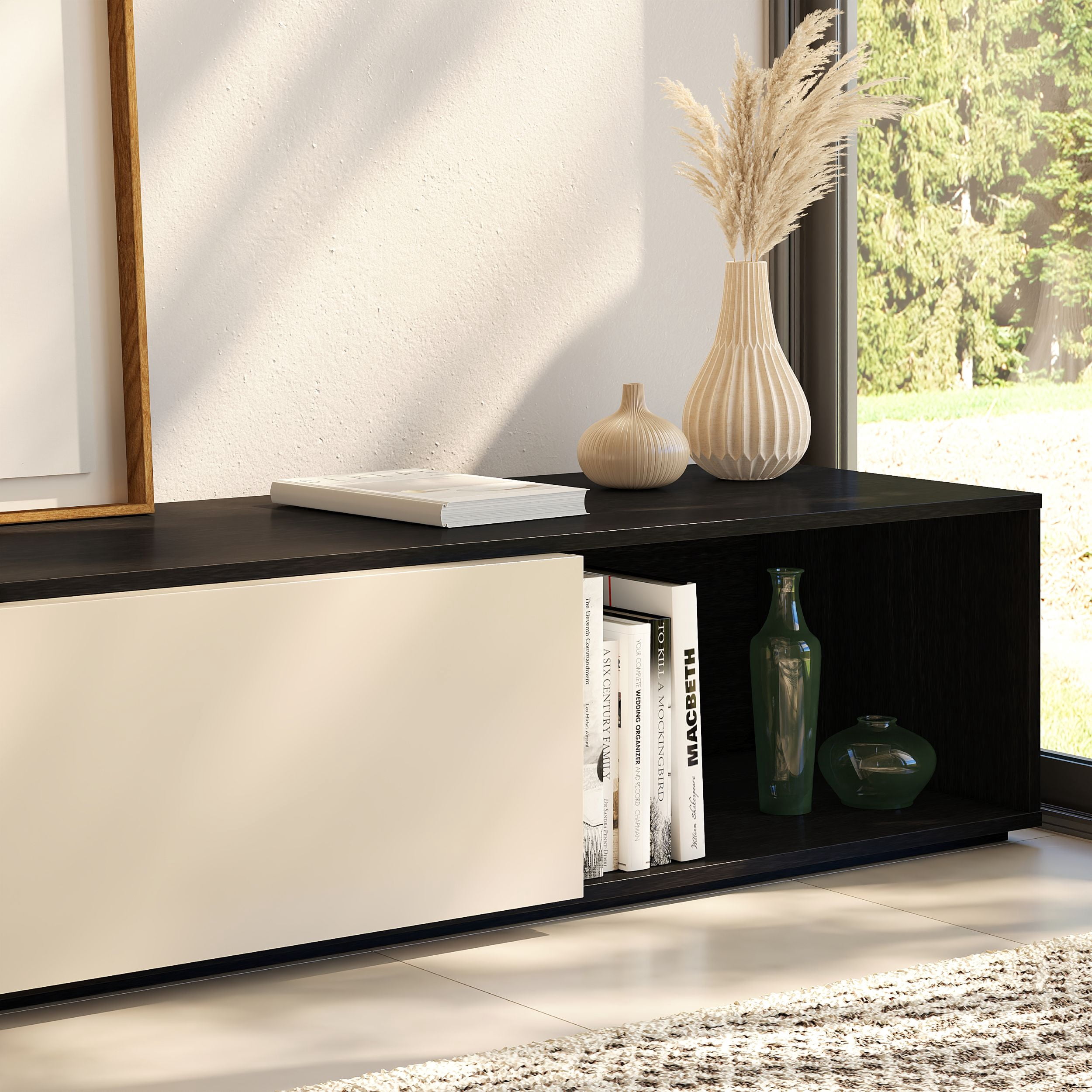Meuble TV extensible (66 à 108 po) Nexera Arlo, Noir