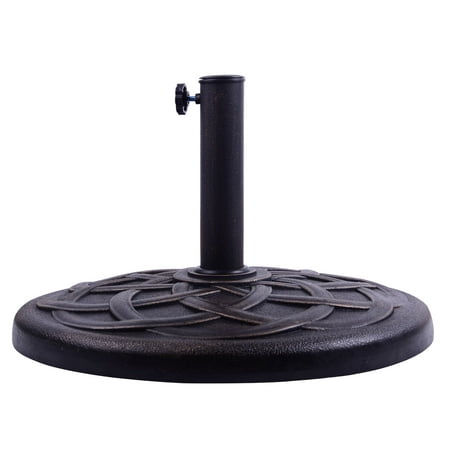 Cast Iron Umbrella Base Outsunny Round Decorative Cast Stone Umbrella Holder Base, 21.5-Inch, Bronze Finish ()