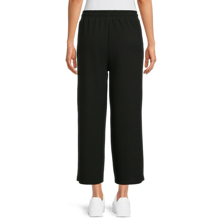 Time and Tru Women's Mid-Rise Brushed Hacci Pull-on Cropped Wide