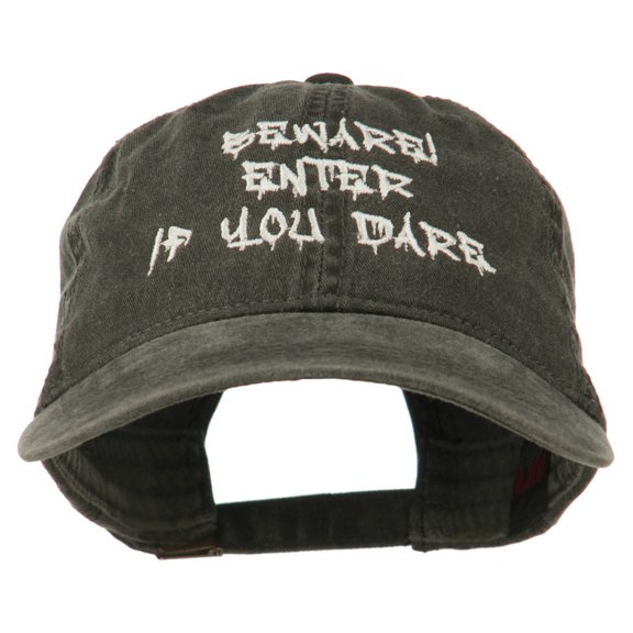 Halloween Beware Enter If You Dare Embroidered Washed Dyed Cap - Black OSFM
