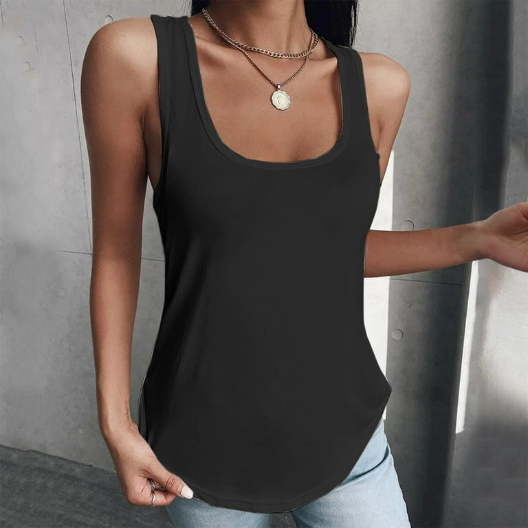 NKOOGH Pact Camisole With Shelf Bra 2 Tops Women Casual Daily Shirts  Sleeveless T Shirt U Neck Casual Tee Tops Tunic Blouse Vest Tanks 