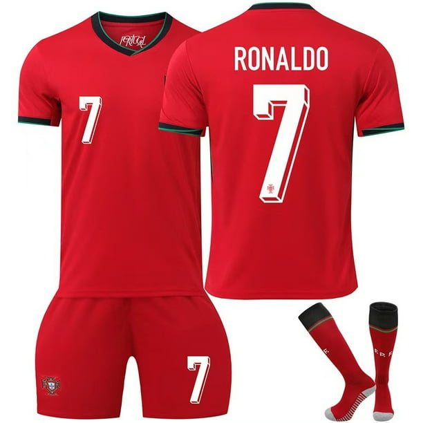 2024 Copa de Europa Portugal traje de uniforme de fútbol local No. 7 camiseta del equipo nacional traje de entrenamiento de manga corta personalizado verano7 Cristiano Ronaldo