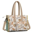 thumbnail image 2 of Teacher Tote Bag,Beige Baseball Items Pattern Teacher Utility Tote Bag,Large Work Tote Bags for Women with Multiple Pockets,Top Zipper Closure,13.8x10.6x6.7 Inch, 2 of 5