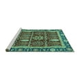 thumbnail image 2 of Ahgly Company Machine Washable Indoor Round Oriental Turquoise Blue Traditional Area Rugs, 4' Round, 2 of 4