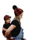 Parent-enfant Chapeau Hiver Chaud au Crochet Tricot Famille Mère Bébé Bonnet de Ski à Carreaux avec Pompon – image 2 sur 5