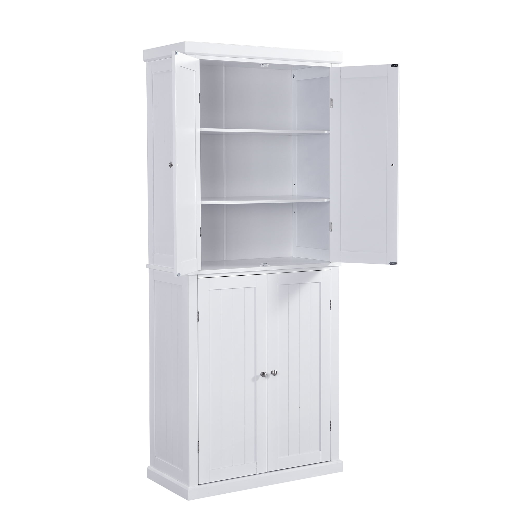 72.4 Minimalist Freestanding Kitchen Storage Cabinet Organizer, Kitchen  Pantry With 4 Doors And Adjustable Shelves White-modernluxe : Target