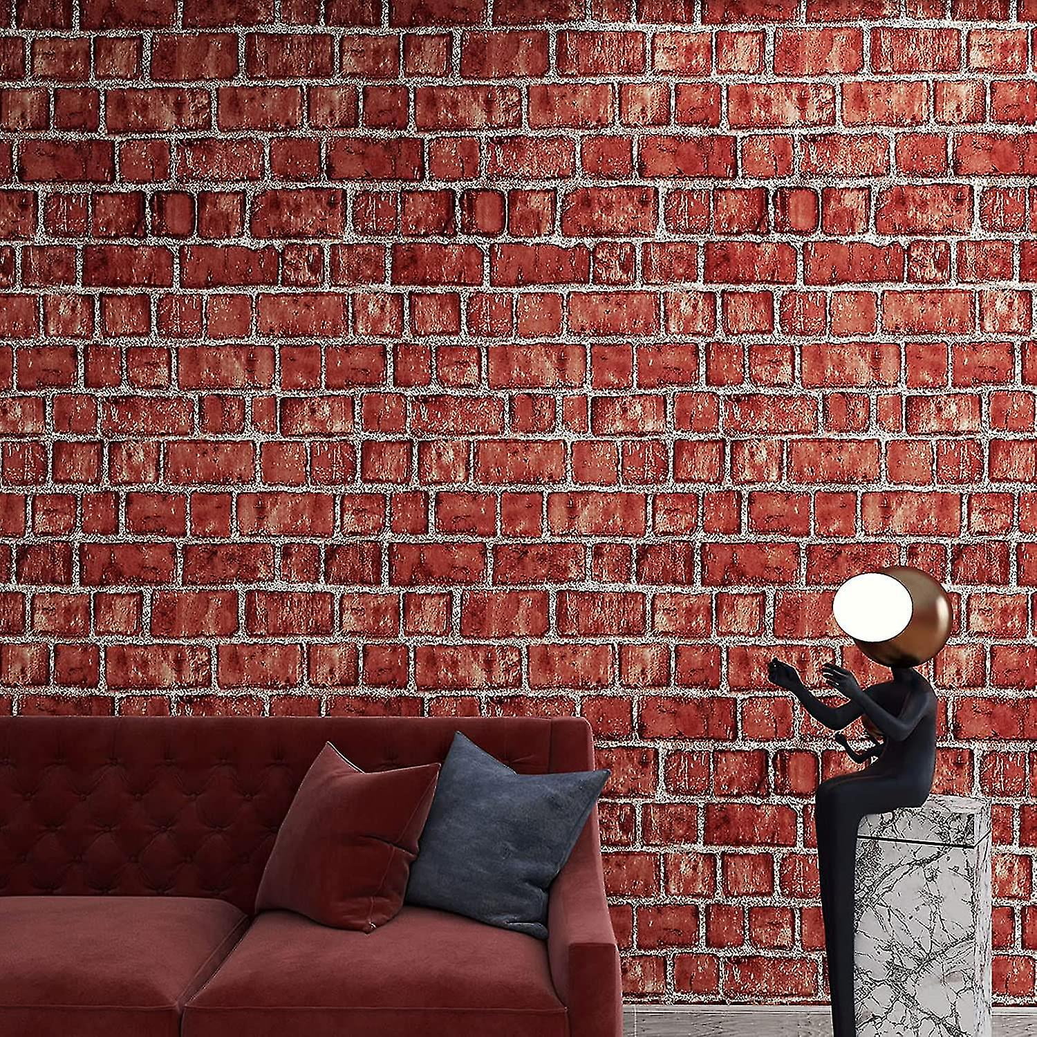 U M I G G E E Brown Stone Wallpaper, Removable, Self-Adhesive, Waterproof, Faux 3D Brick Look, 35.4"" X 118 - View #11