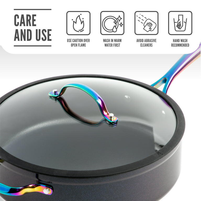 Thyme & Table Non-Stick 5 Quart Rainbow Saute Pan with Glass Lid