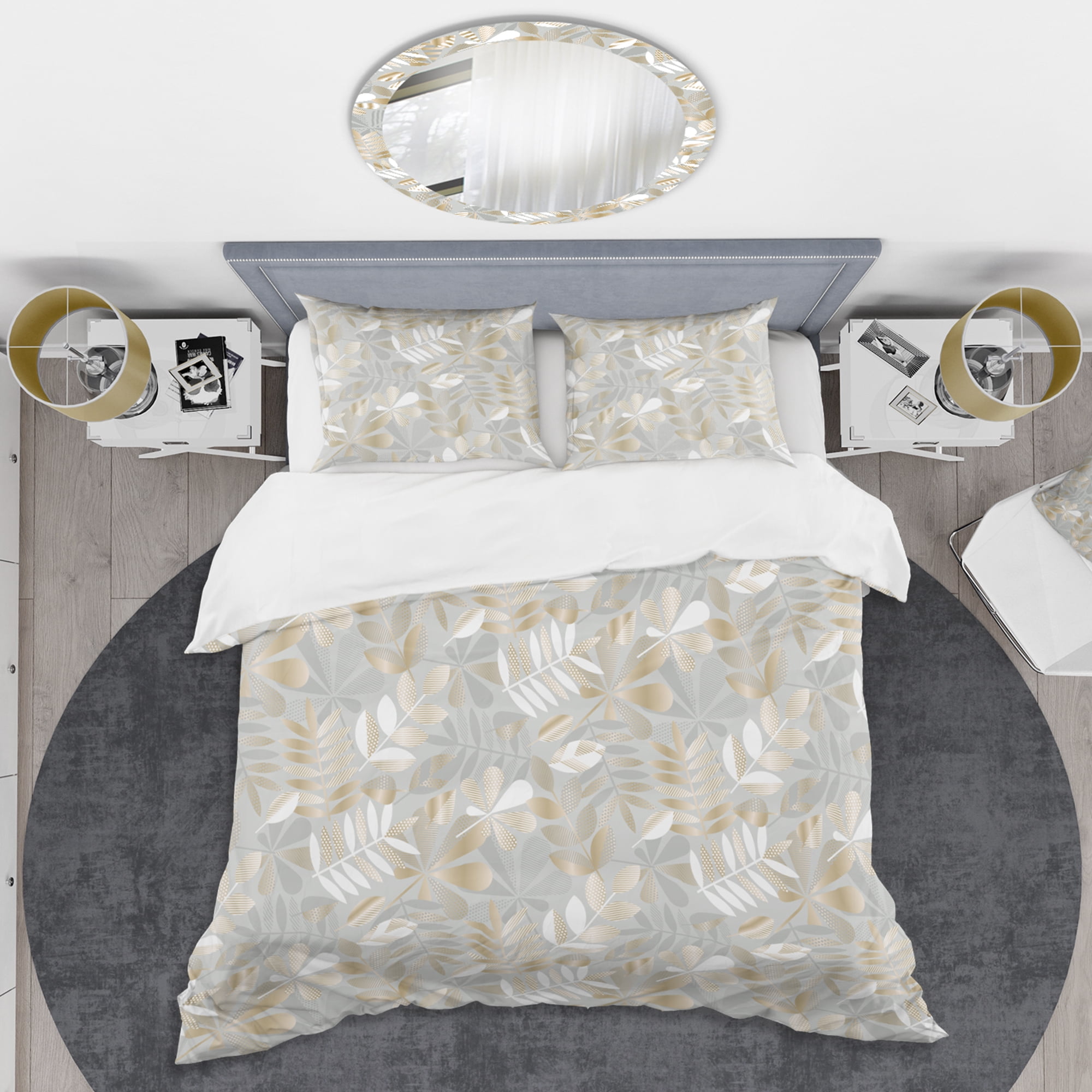 Designart 'Golden Tropical Pattern VIII' Mid-Century Modern Duvet Cover Set