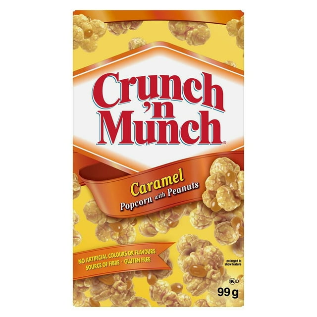 Crunch ’n Munch Caramel Popcorn with Peanuts, No Artificial Colours or Flavours, Source of Fibre, Gluten Free, 99g