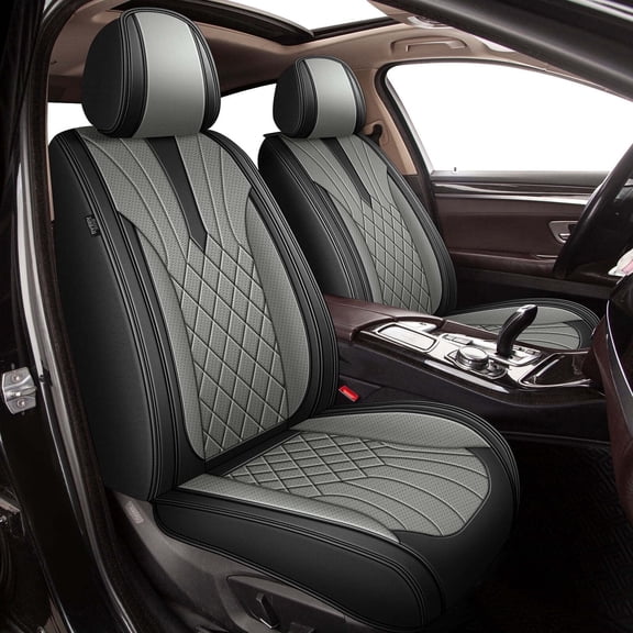 LAONNVIR Car Seat Cover Fit for Hyundai Elantra 2017-2025 Breathable and Waterproof Premium Leather Front and Back Seat Protectors Black&Grey,Full Set(2 Row 5 Seats)