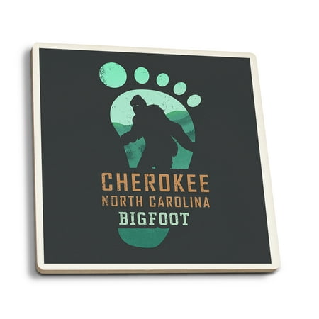 

Cherokee North Carolina Bigfoot Contour (Absorbent Ceramic Coasters Set of 4 Matching Images Cork Back Kitchen Table Decor)