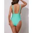 thumbnail image 3 of DARING DIVA Women's Deep V Plunge Monokini Backless Bikini Set Small Cyan, 3 of 6