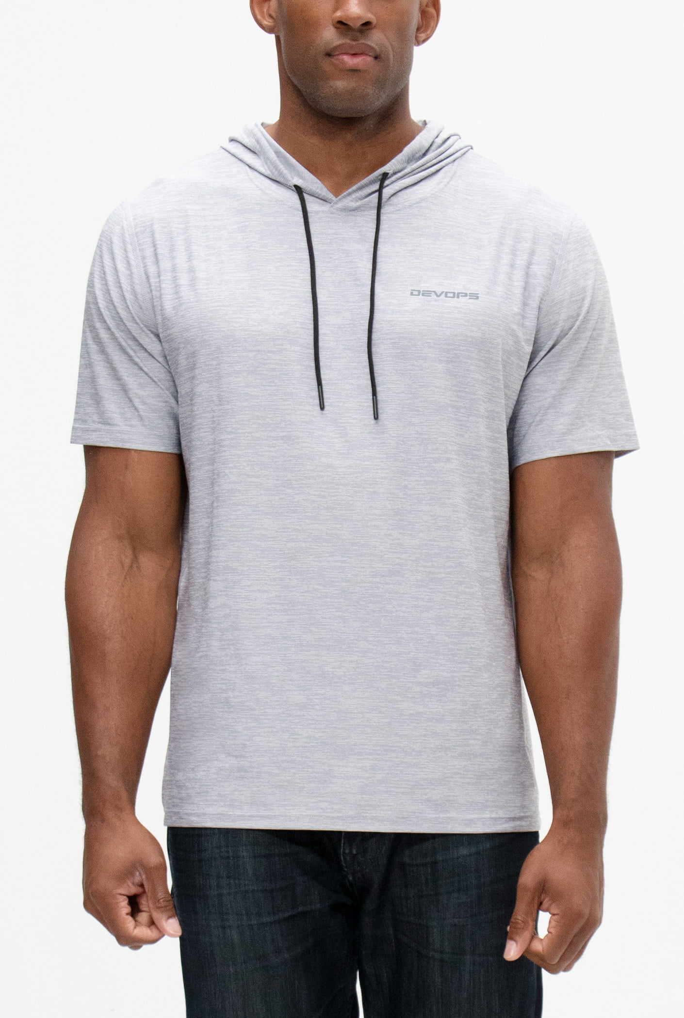 DEVOPS 3 Pack Men's Hoodie Short Sleeve Fishing Hiking Running Workout  T-shirts (2X-Large, Black/Navy/Gray)