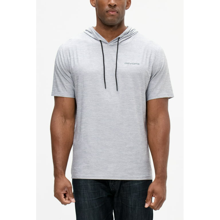 DEVOPS 3 Pack Men's Hoodie Short Sleeve Fishing Hiking Running Workout T- shirts (2X-Large, Black/Navy/Gray) 