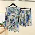 thumbnail image 3 of Camiseta Y Pantalones Cortos Conjunto de las Mujeres de Verano, Suelto Sólido Impreso Camiseta de Pierna Ancha Casa Usar Dos Piezas sin Mangas Conjuntos, 3 of 3