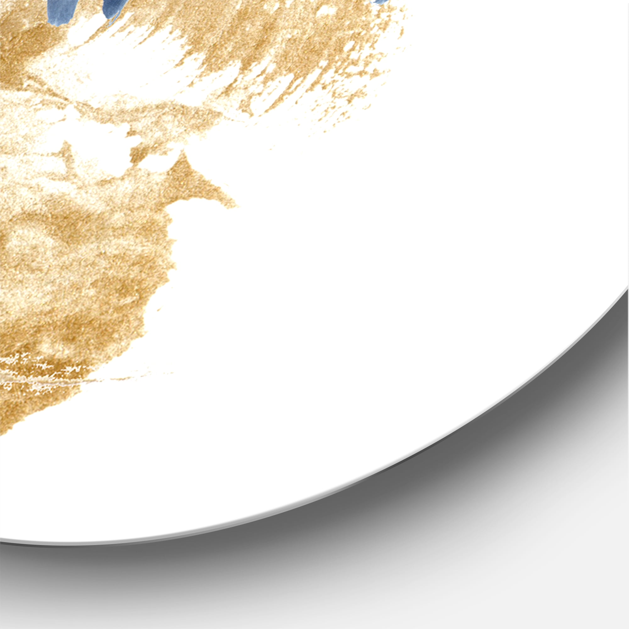 Designart 'Gold and Dark Blue Abstract Circle Ocean Texture' Modern Circle Metal Wall Art 29x29 - Disc of 29