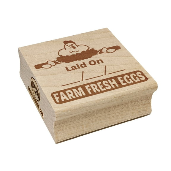 Laid On Date Farm Fresh Eggs Chicken Square Rubber Stamp Stamping Scrapbooking Crafting - Small 1.25in