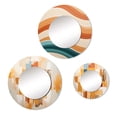 thumbnail image 2 of Designart "Colorful Retrovisions Beige Blue" Modern Midcentury Round Mirror Set of 3 - Mid-Century Beige Round Bathroom Wall Mirror Set, 2 of 5