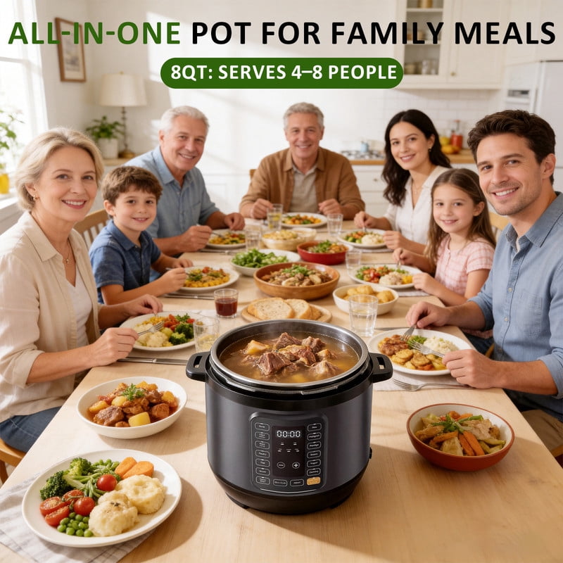 Beddle Electric Pressure Cooker 6 Quart Instant Cooker Multi-Function Rice Cooker, Slow Cooker, Steamer & Stainless Steel Pot, Black