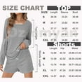 thumbnail image 3 of Ozmmyan Womens Pajama Sets Two Piece Outfits Long Sleeve Tops and Shorts Solid Color Scoop Neck Shirts, Comfy Ribbed Knit Sleepwear Womens Pajamas, 3 of 9