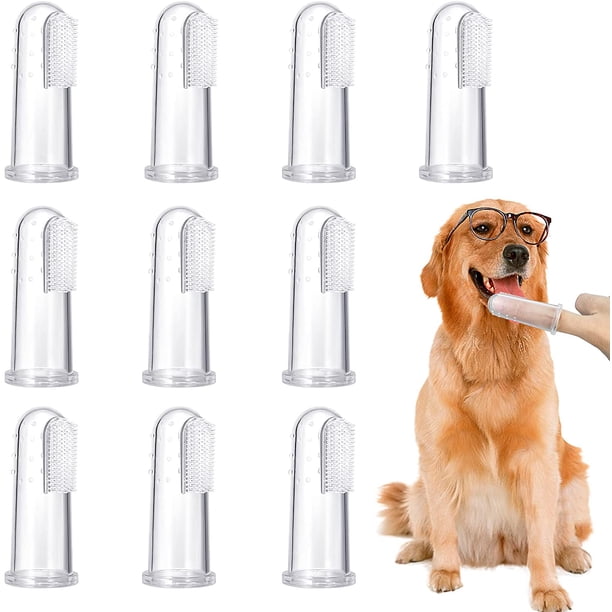 10 cepillos de dientes para mascotas, cepillos de dientes de silicona suave, cepillos de dientes para la limpieza de mascotas, aptos para gatos y perros.