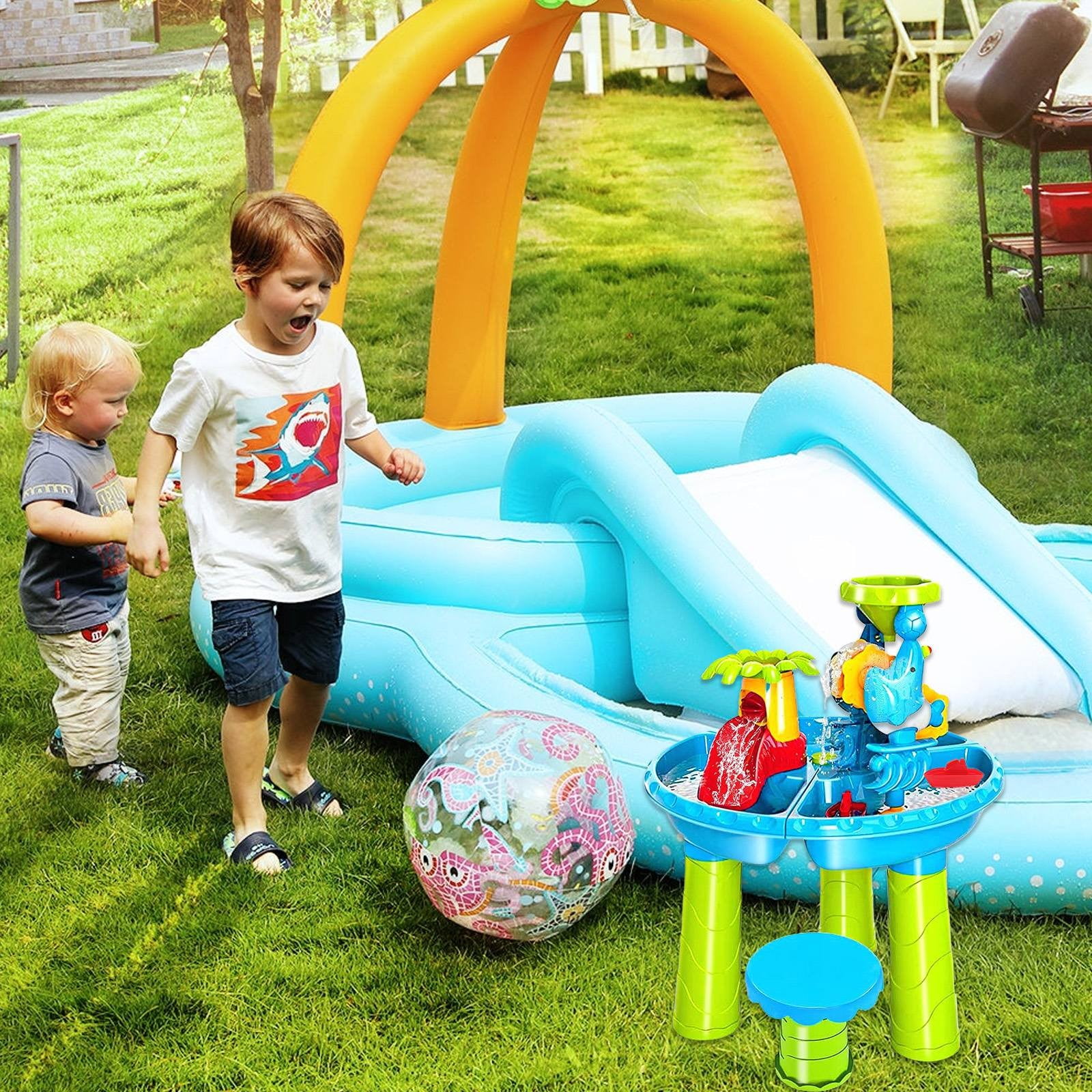 RUIG Rain Showers Splash Pond Toddler Water Table, Kids Water and Sand Activity Sensory Playset, Summer Outdoor Toys, Toy Accessories, For Toddles 1.5+ Years Old