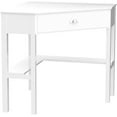 thumbnail image 5 of RELAX4LIFE Corner Computer Desk Triangle with Drawer and Shelves Stable Laptop PC Table Home Office Writing Desk Study Workstation Desk (White), 5 of 19