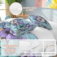 thumbnail image 2 of 3 Piece Spring Purple Flowers Duvet Cover Set Queen Size,Microfiber Comforter/Quilt Cover with Corner Ties and 2 Pillowcases,Floral Mottled Teal Wall Retro All Season Soft Bedding with Zipper Closure, 2 of 8