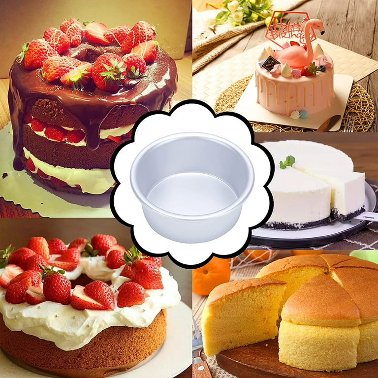 4 Inch Small Cake Pan,Aluminum Mini Round Smash Cake Baking Pans, Non-Toxic  & Healthy, Mirror Finish & Leakproof